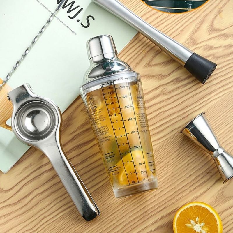 AA126玻璃雪克杯不锈钢调酒器套装奶茶店专用手打柠檬茶制作工具