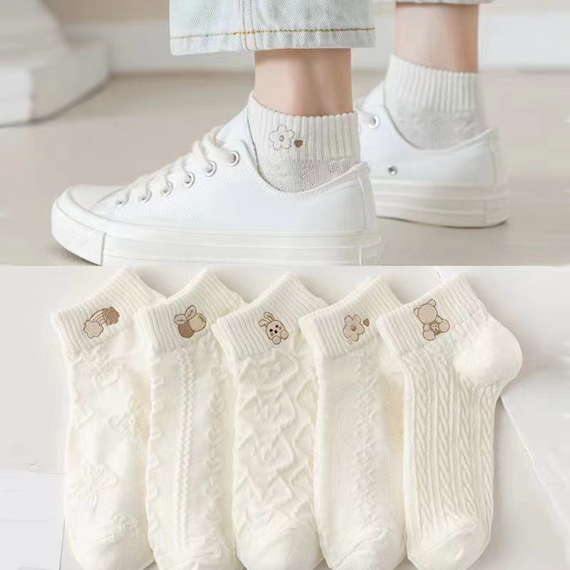 袜子1双萌系少女新款薄款袜子女短袜透气浅口船袜短袜成人袜子