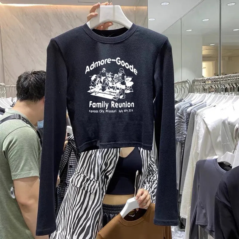 双面德绒打底衫女秋冬新款修身显瘦长袖恤辣妹短款小内搭保暖上衣