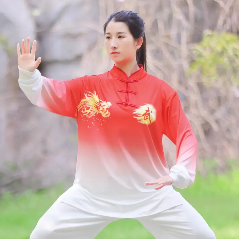 太极服女夏季新款长短袖牛奶丝太极拳练功服男款高端比赛表演服装