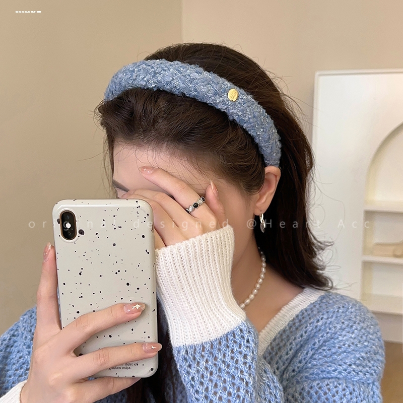 毛呢金标发箍ins高颅顶甜妹少女设计显白质感防滑精致头饰气质