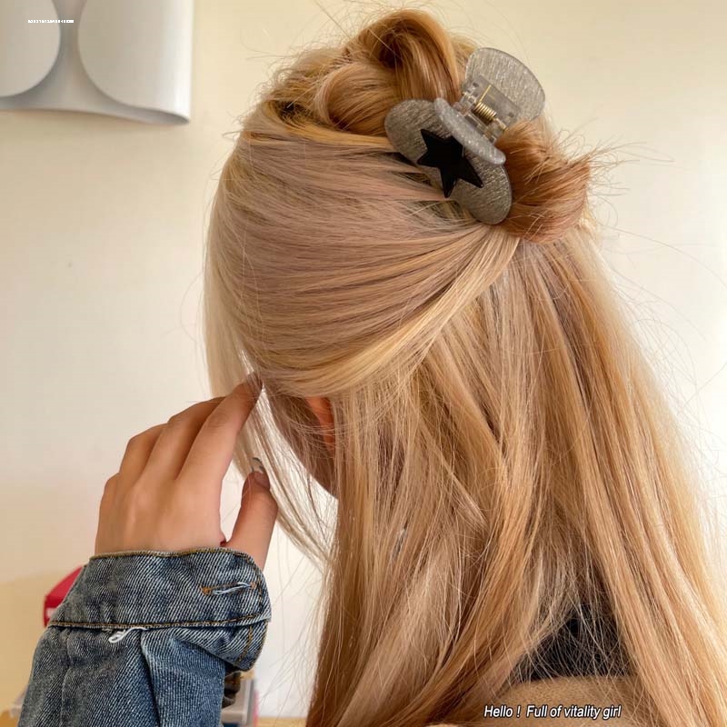 甜妹显白百搭发饰精致拉丝星星抓夹时尚后脑勺头饰发量盘发新款
