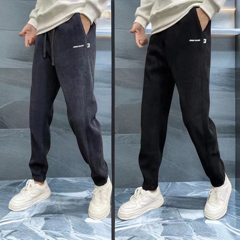 男士秋冬长裤灯芯绒加厚卫裤束脚工装裤阔腿大码痞帅潮牌宽松