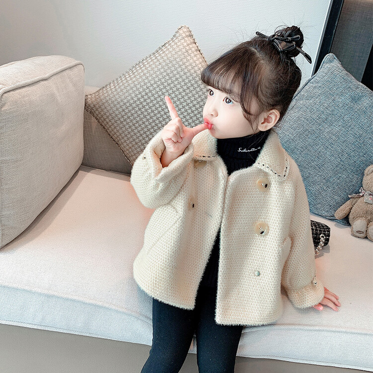 女童呢子外套2023新款秋冬季女孩韩版洋气时髦保暖加厚毛呢大衣潮
