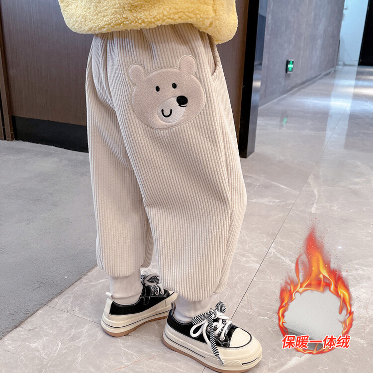 女童秋冬季女宝加绒裤2023新款洋气加厚一体绒加绒女童裤保暖卫裤