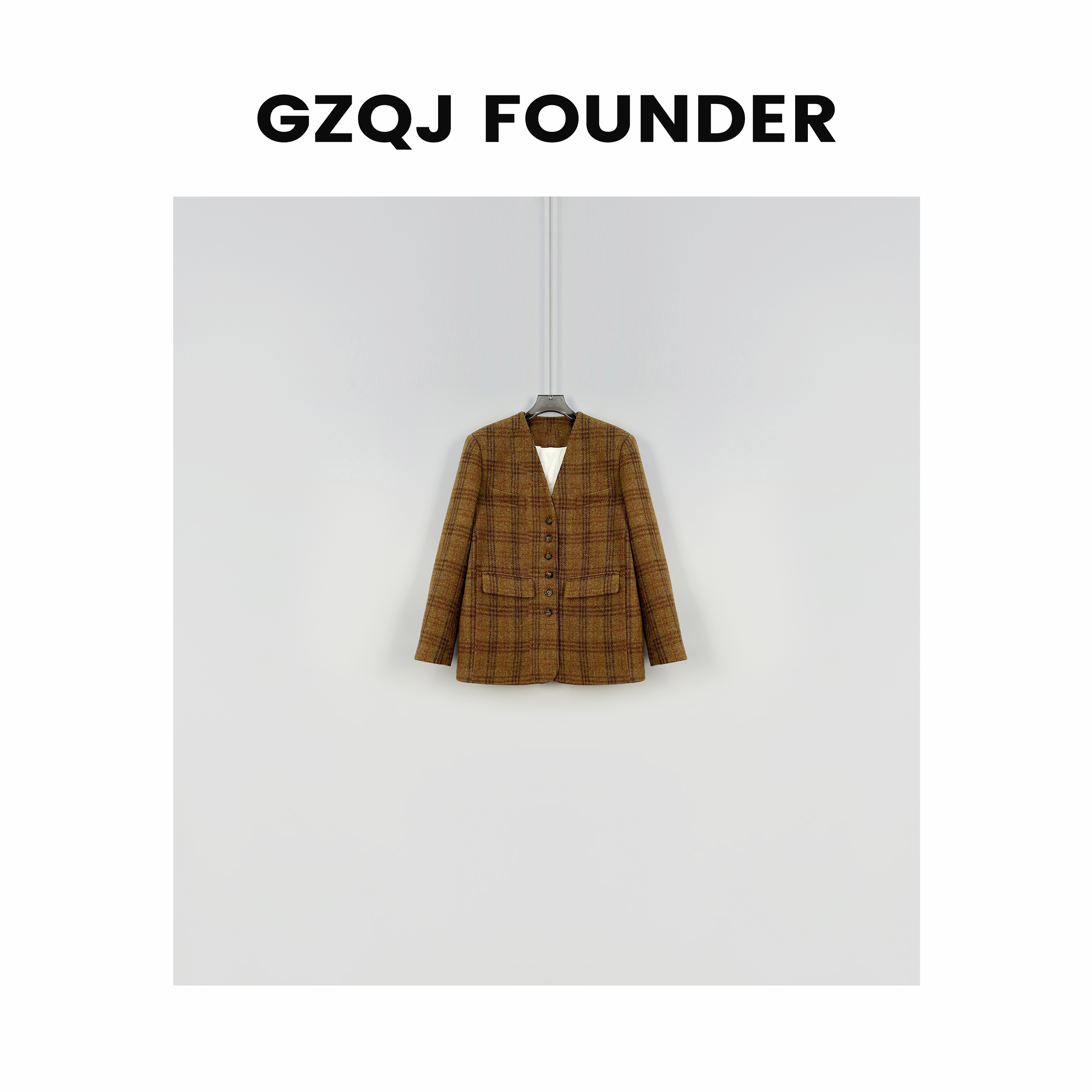 广州琴姐 【开心小肥羊】100羊毛！复古格子羽绒外套女 33796