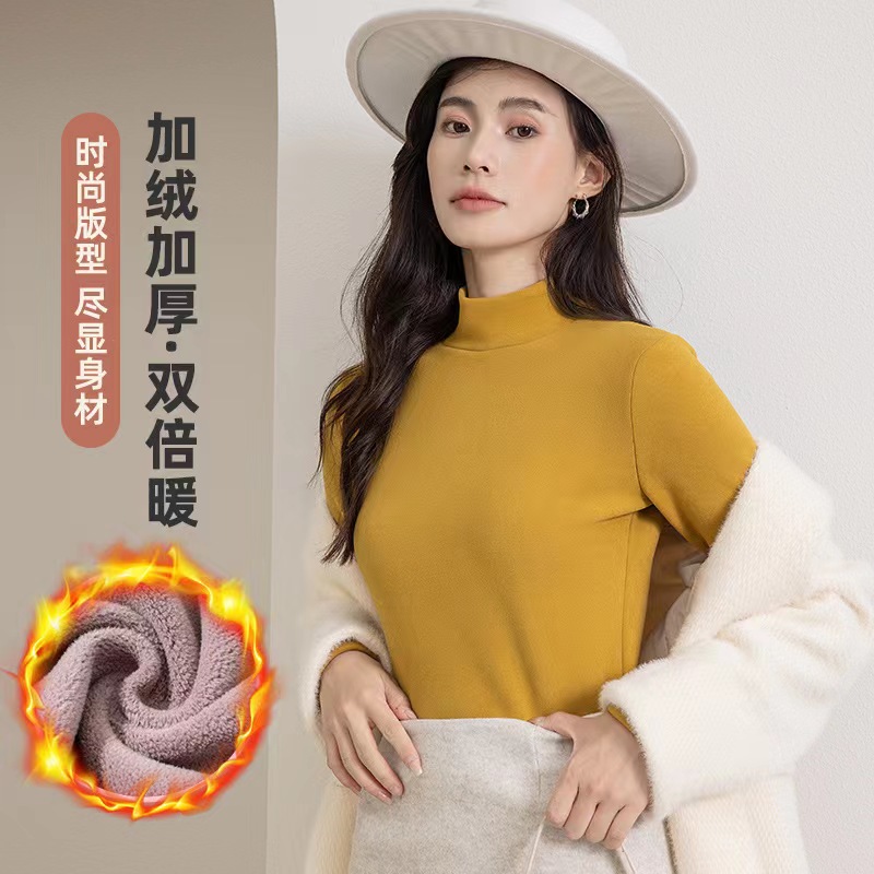 门店99i韩版保暖修身半高领奥利绒加厚加绒打底衫显身材