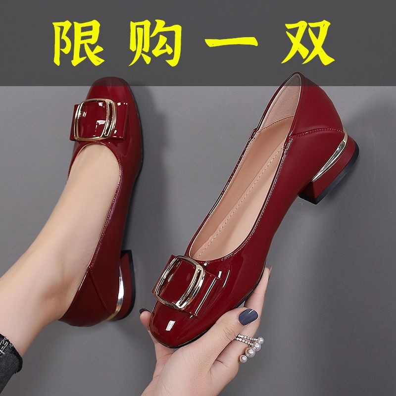 红蜻蜓牌高品质真软皮女鞋2023夏新款单鞋女软底百搭英伦风粗跟