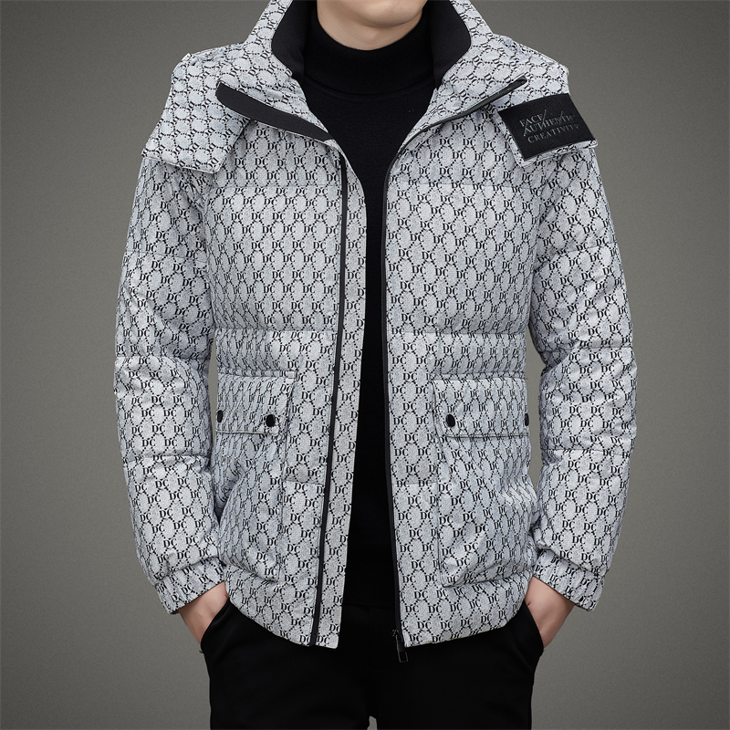 XUANREN阿玛尼羽绒服冬装时尚韩版拉链连帽白鸭绒面包服保暖外套