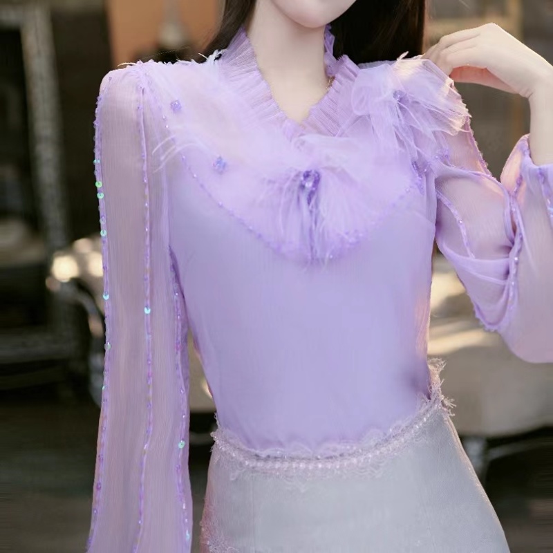 SEJI/瑟纪花色迷人淑媛气质上衣蕾丝