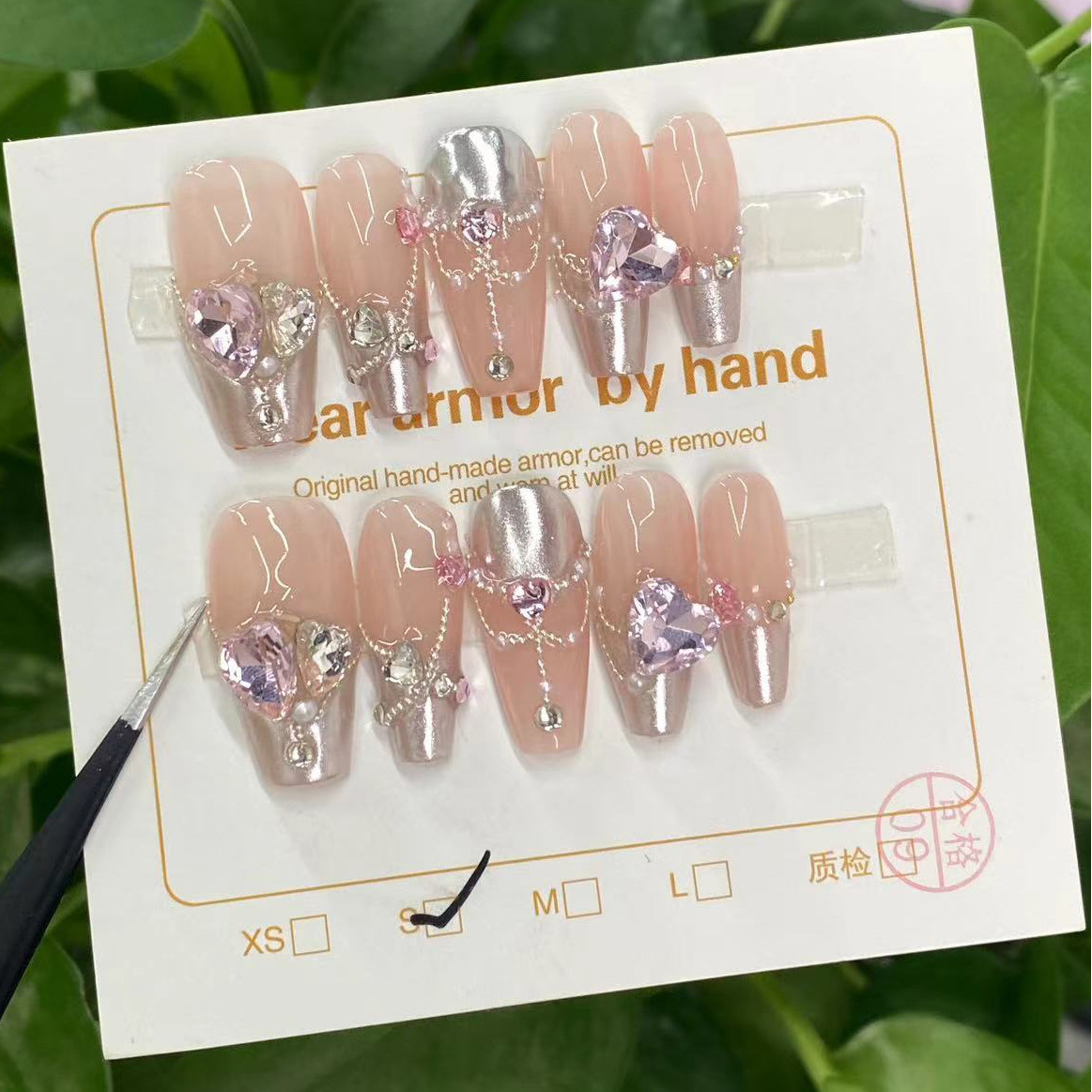 【663】假指甲光疗甲穿戴甲纯手工珠心链你新款可拆卸美甲限定