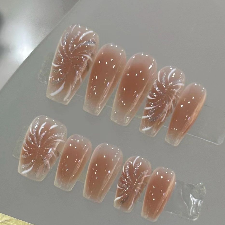 【烟花】手工定制穿戴甲粉烟花穿戴美甲光疗甲气质显白美甲大气