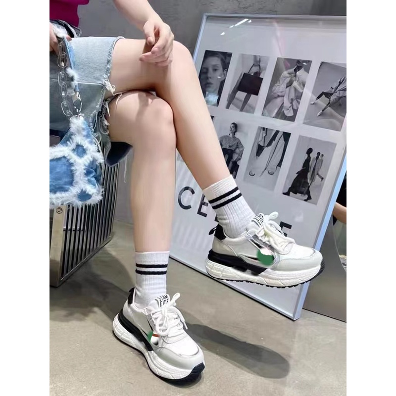 5461-A7-时尚百搭潮鞋厚底低帮秋季新款真皮小白鞋