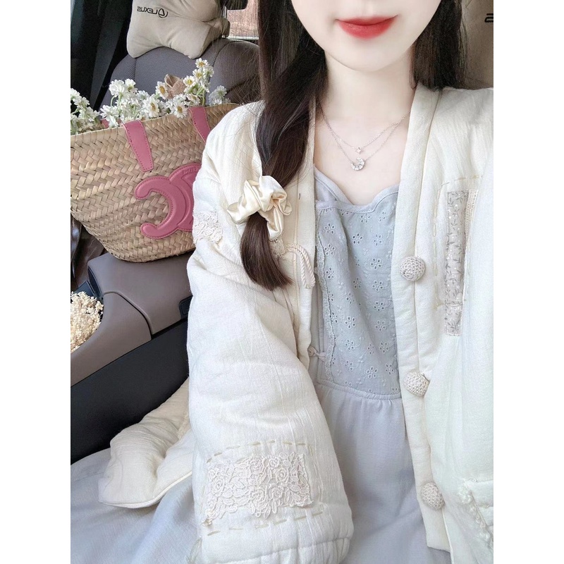 国风圣诞战袍棉衣棉服慵懒风上衣2023新中式百搭中长款连衣裙套装