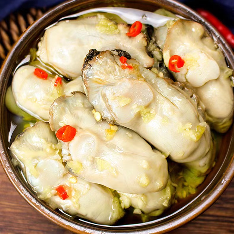 蒜蓉生蚝罐头麻辣生蚝肉即食海鲜熟食罐新鲜海蛎子小吃下饭菜笋0g
