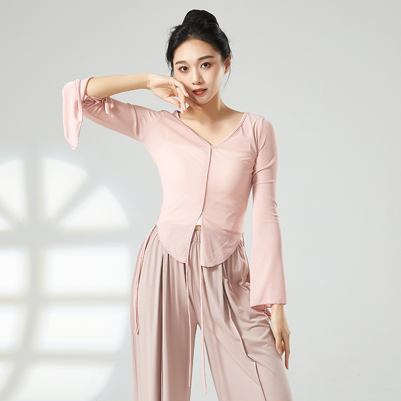 现代舞练功服舞蹈服气质罗纹竹节上衣修身练功服集训服装女