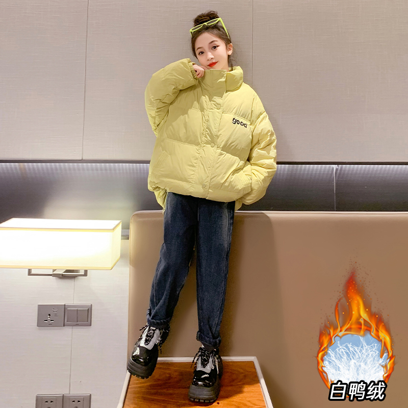 女童羽绒服儿童新款冬装洋气韩版白鸭绒外套女孩时髦保暖面包服潮