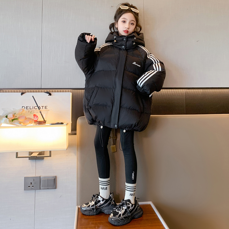 女童羽绒服加厚保暖韩版2023新款中大童女孩洋气时尚加绒冬款上衣