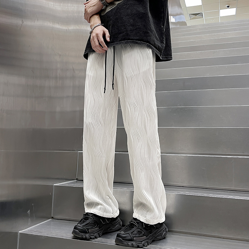 K23630 潮牌简约复古纯色灯芯绒运动裤男女街头宽松阔腿休闲长裤