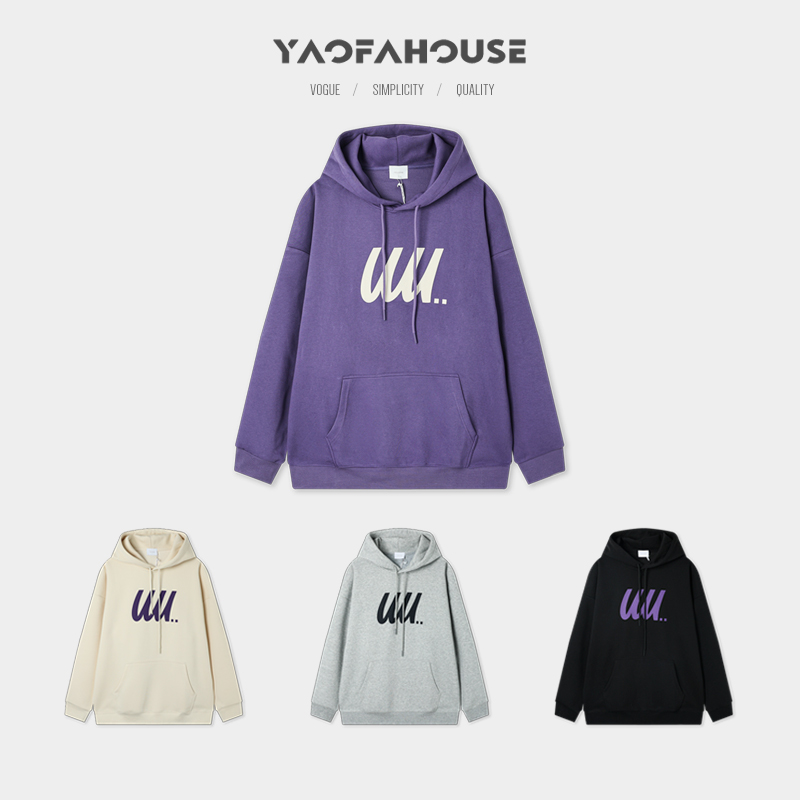 【美式情侣连帽卫衣】遥发服装男秋季新款宽松百搭印花长袖97003