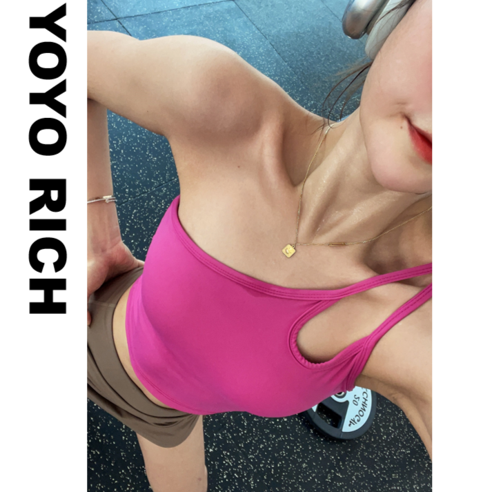 YOYO健身-欧美辣妹单斜肩瑜伽服女美背心吊带胸垫运动内衣