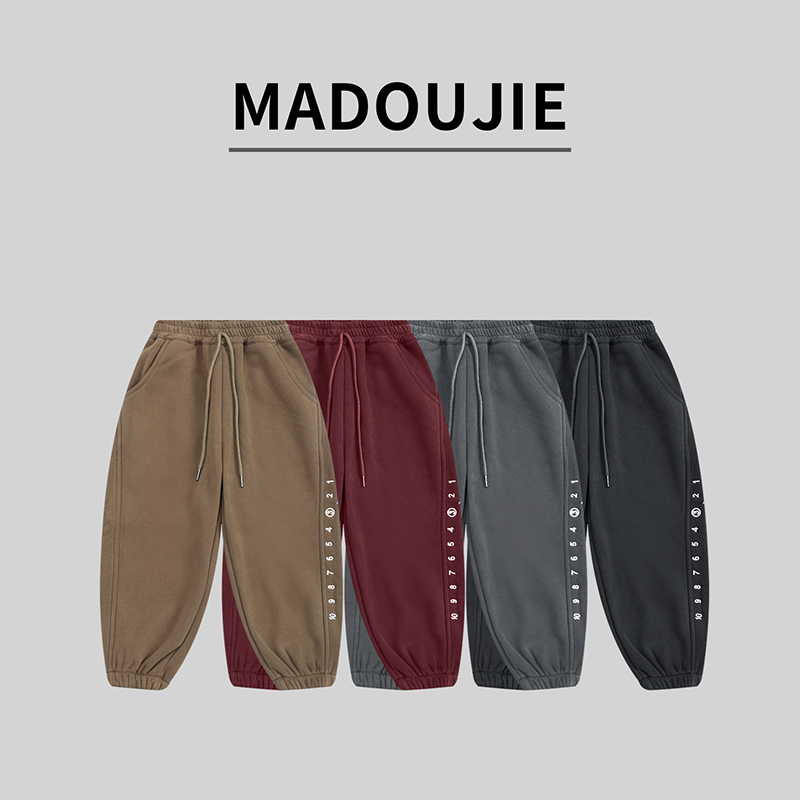 【品牌单】儿童秋冬加绒加厚抽绳日系一排数字休闲卫裤A28181