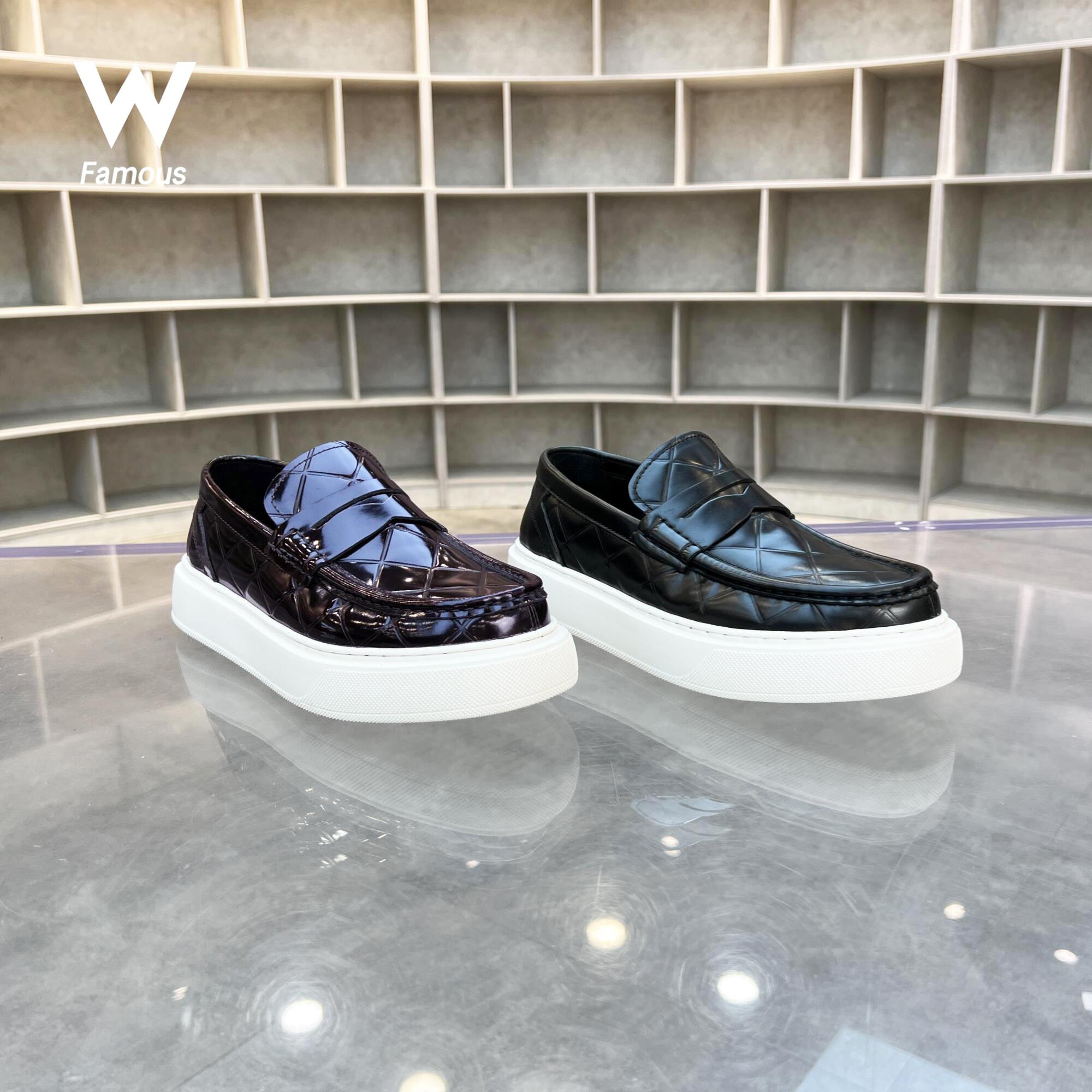 【春季新品】B8898-6-黑白低帮平底商务休闲板鞋
