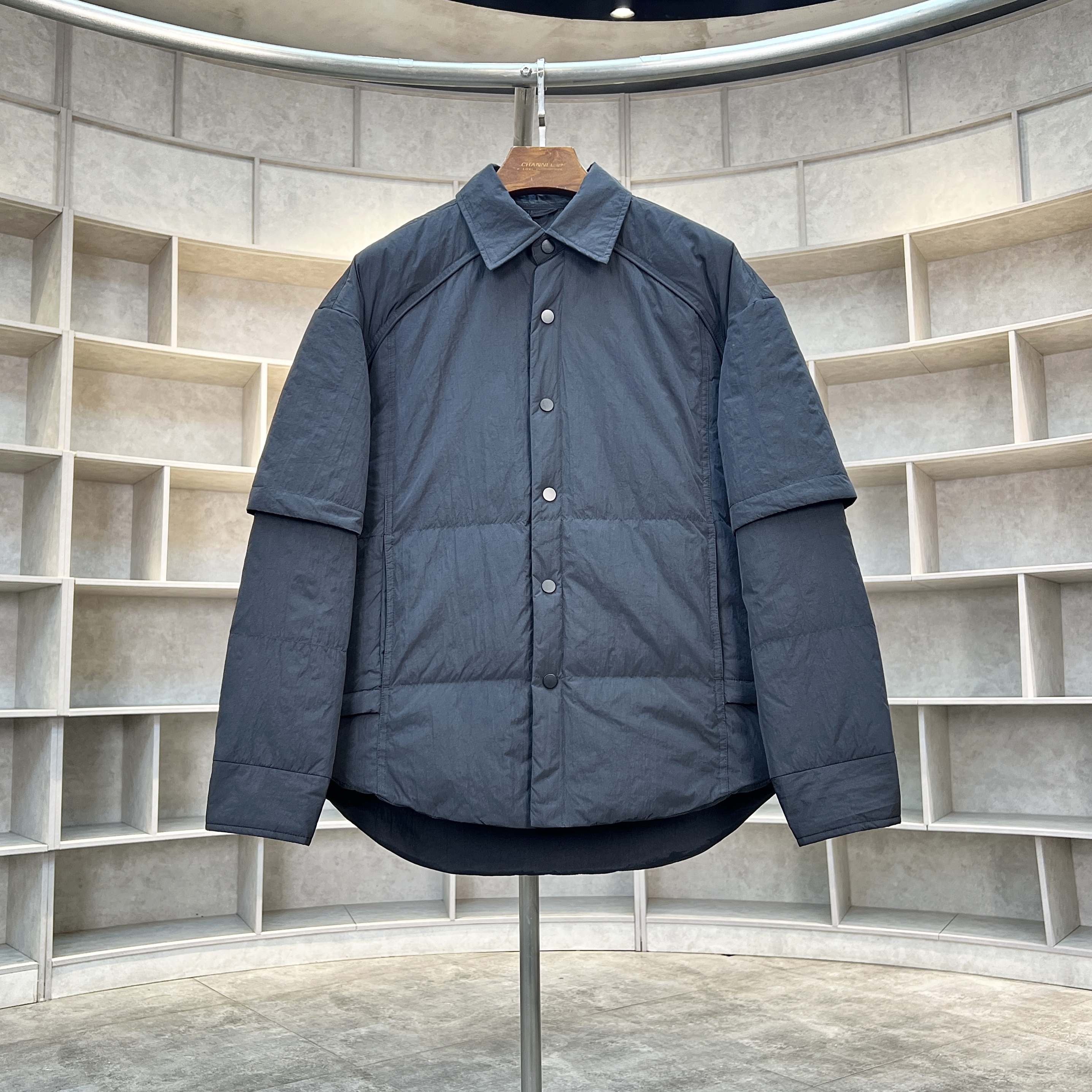 【羽绒上新】8332-拼接款纯色白鸭绒休闲百搭保暖羽绒服