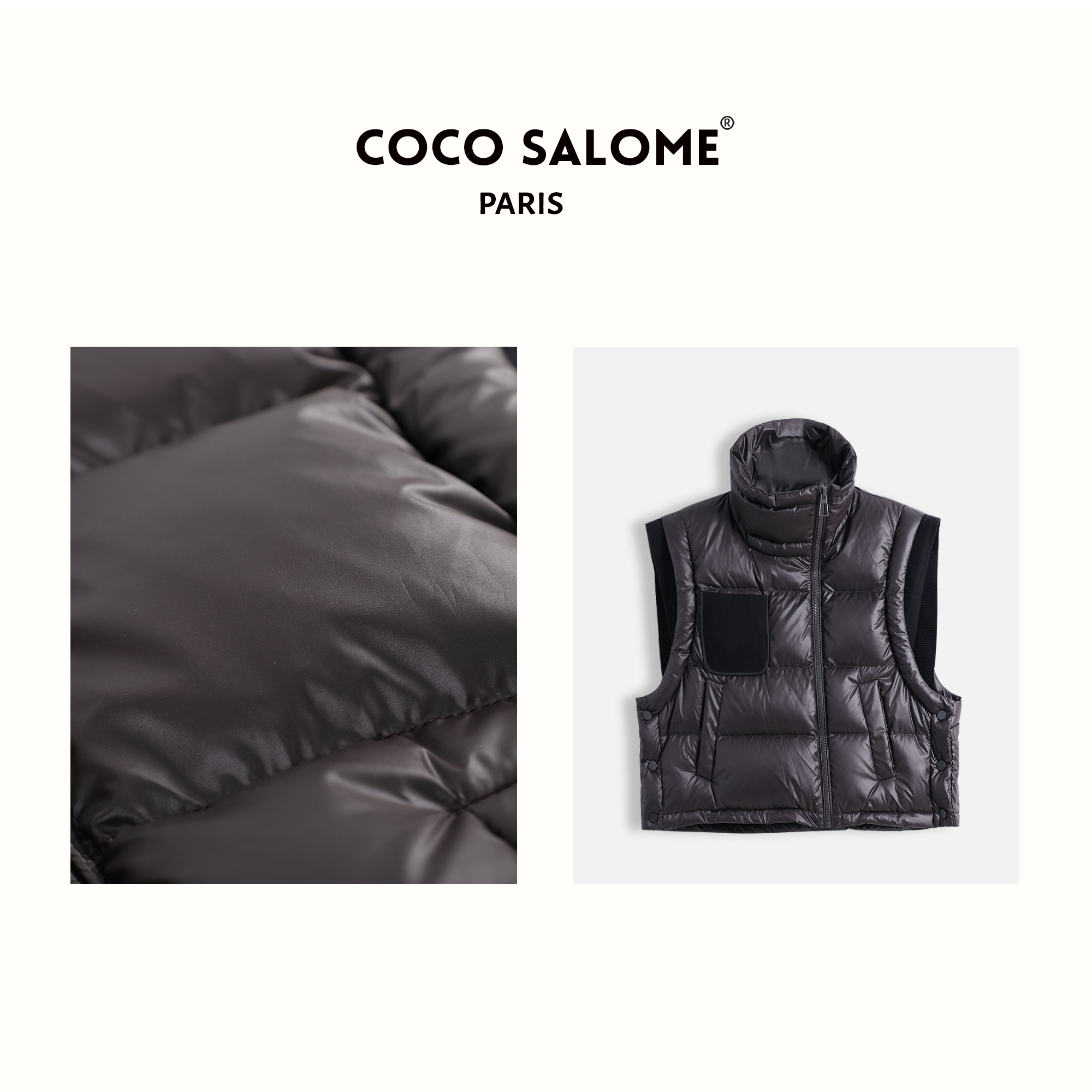 彬彬&SALOME【黑面包】秋冬洋气潮牌街头时尚三防面料鸭绒马甲