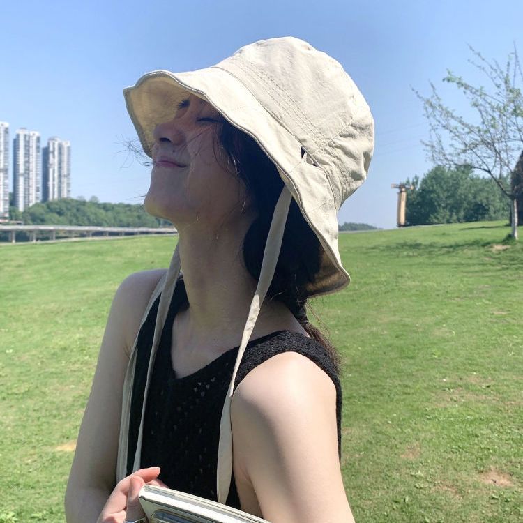 日系设计款走线渔夫帽女夏速干轻薄休闲显脸小遮阳旅游防晒太阳帽