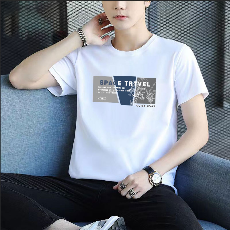 夏季男士纯棉短袖T恤休闲运动男士短袖百搭圆领T恤男宽松韩版半袖