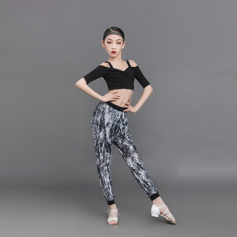 鹏翼之美春夏款拉丁舞练功服长裤高腰夏季套装紧身儿童显瘦女童