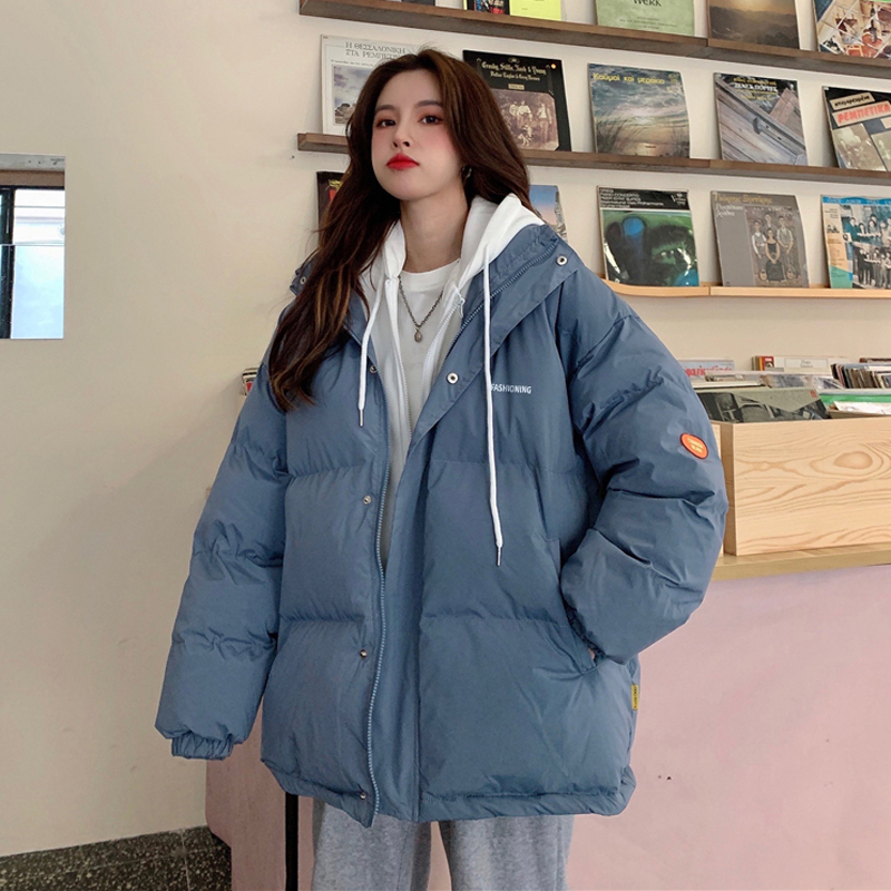 羽绒棉服少女冬装2022年新款初中高中学生棉袄短款假两件棉衣外套