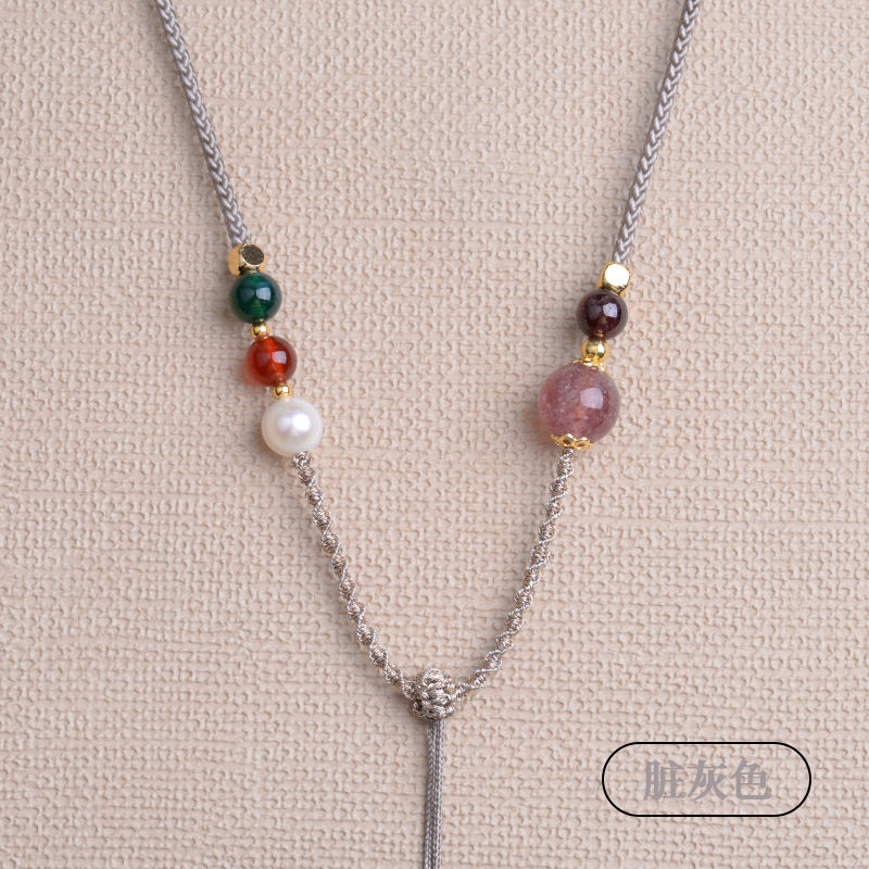 布艺吊坠 手工编织配饰款吊坠挂绳可调节女士挂脖细款挂件毛衣链