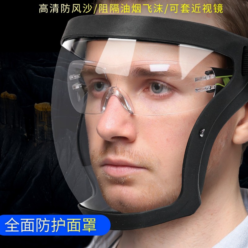 护目镜防雾防飞沫防尘沙防风眼镜防护面罩高透明全脸头罩骑行车