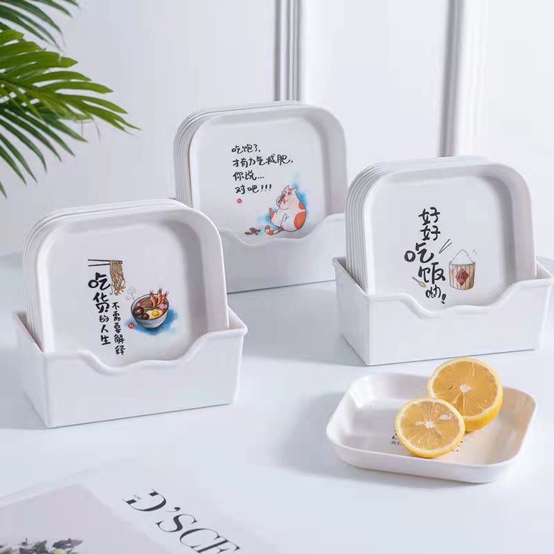 吐骨碟家用餐桌装垃圾吐骨头小碟子创意小吃盘渣盘塑料密胺小盘子