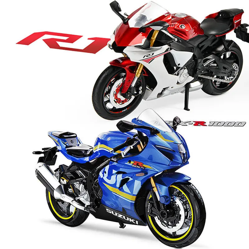 1：12雅马哈R1/铃木GSX摩托车机车正版仿真合金模型男生玩具礼品