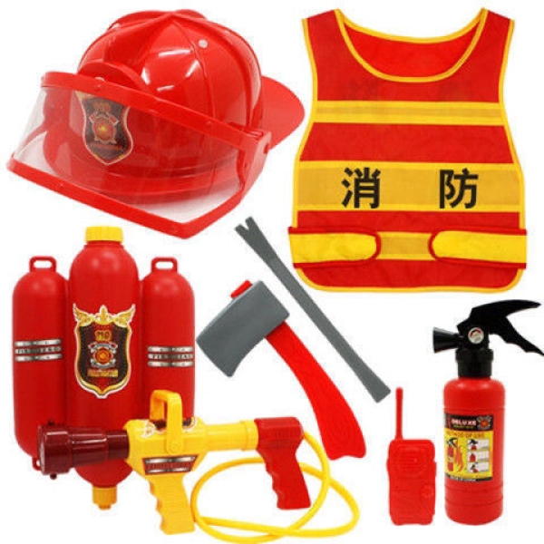 【玩具屋】儿童消防员玩具戏水山姆套装装备幼儿园角色扮演衣服喷水