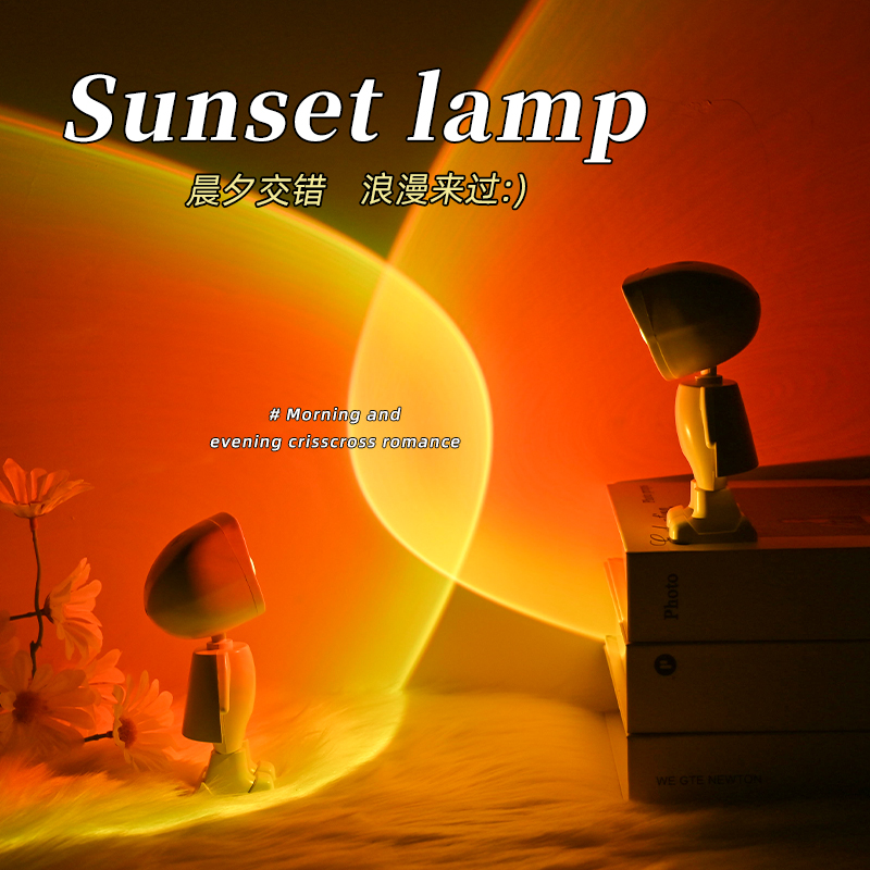 夕阳日落灯网红小飞侠投影氛围落日灯太阳灯充电小夜灯礼物宇航员
