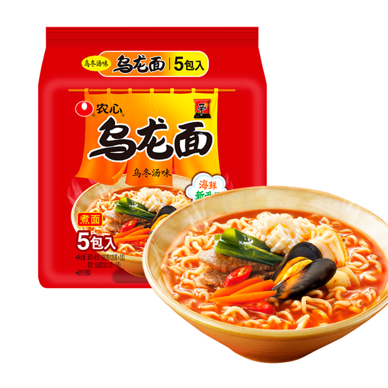 【张星辰推荐】农心乌龙面(乌冬汤)120g*5袋  韩式拉面  网红夜宵