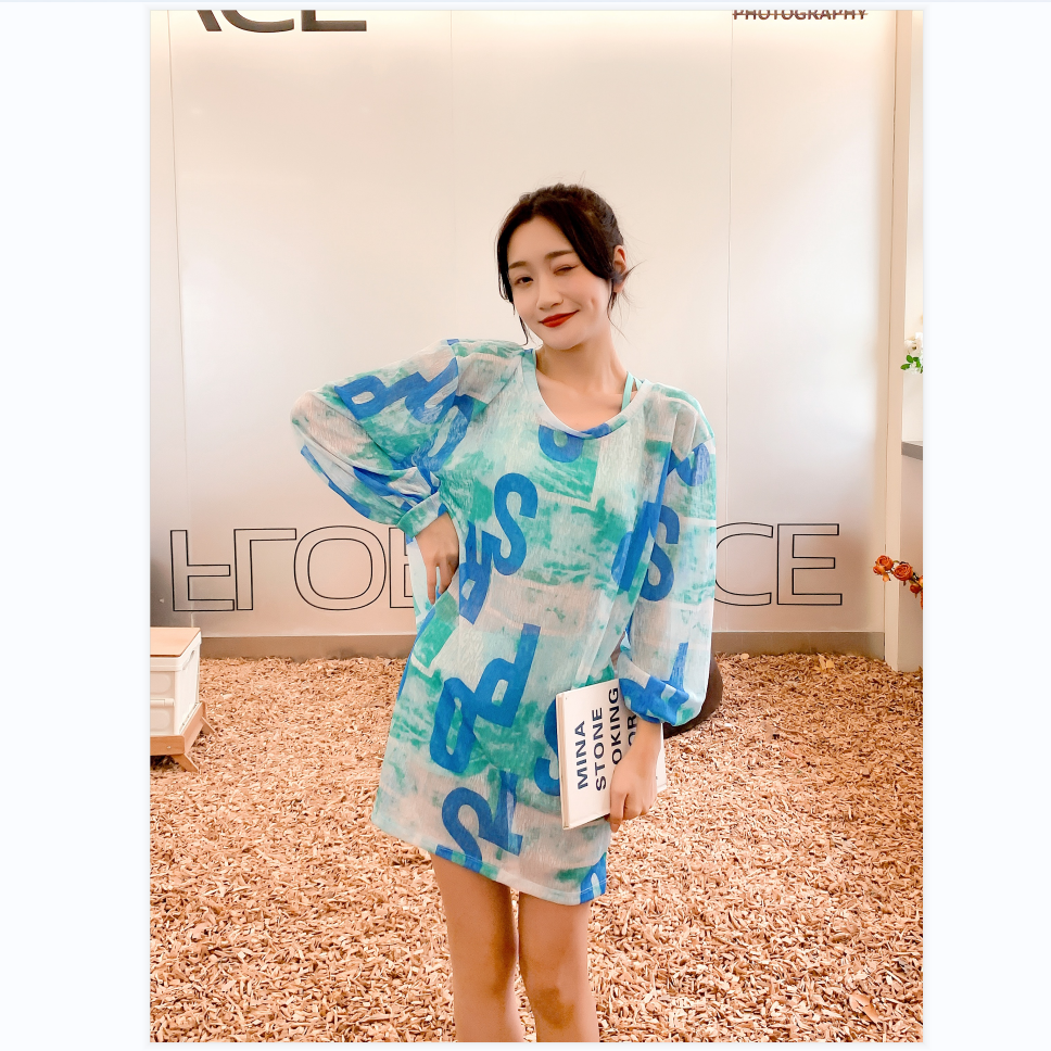 YIYAN/以嫣保守防晒型泳衣女三件套外套衬衫时尚休闲夏季宽松长款