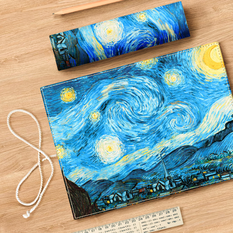 星空星月夜笔帘涤纶棉布帆布文艺世界名画艺术复古ins风笔袋h
