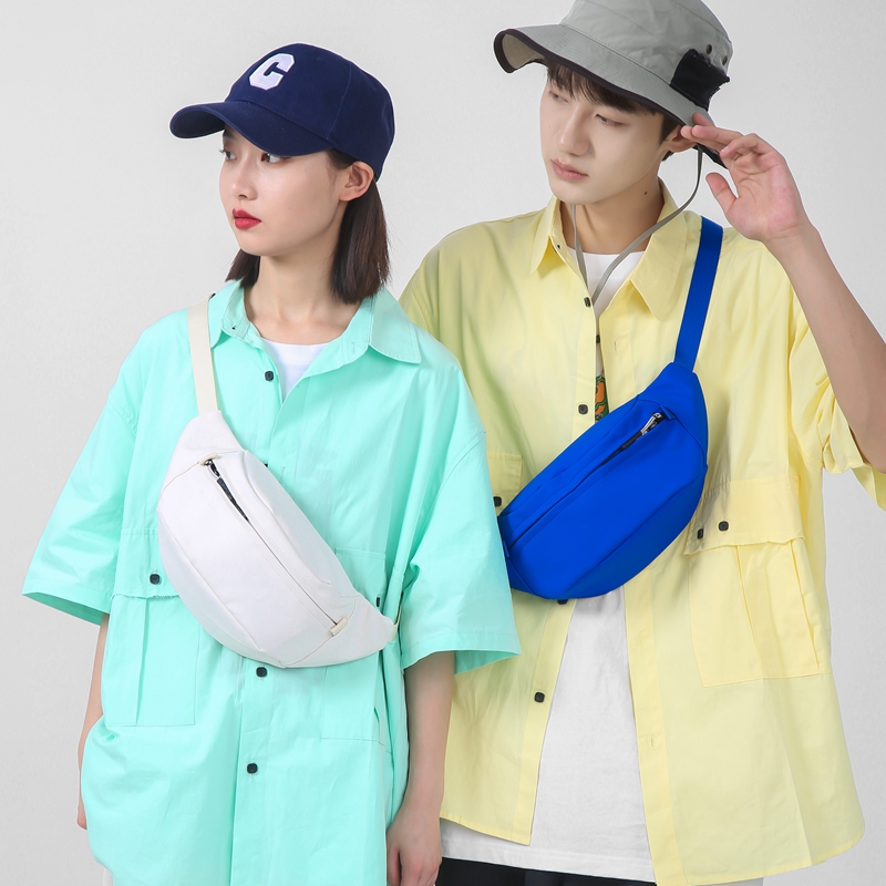 原创春夏斜挎包男学生百搭ins风胸包潮流男生街头腰包情侣单肩包