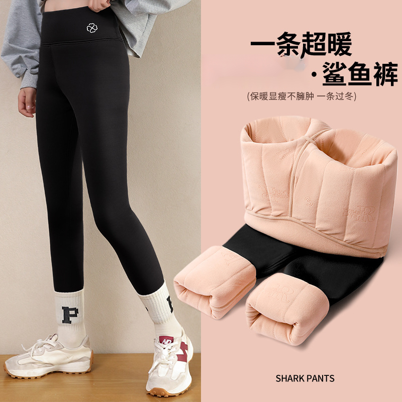女童打底裤加绒加厚鲨鱼裤冬季外穿棉裤加绒中大童保暖裤超暖过冬