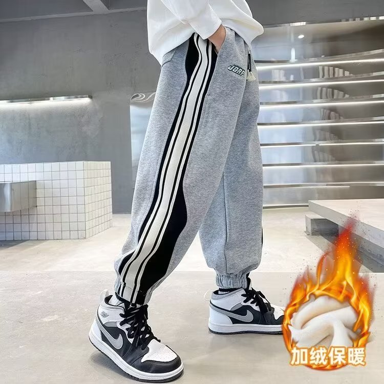 男童运动裤秋冬新款潮儿童秋冬加绒厚长裤洋气中大童男孩宽松裤子