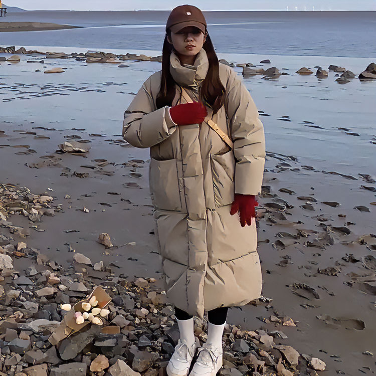 棉衣女冬中长款过膝韩版棉袄休闲加厚设计感宽松棉袄潮流炸街外套