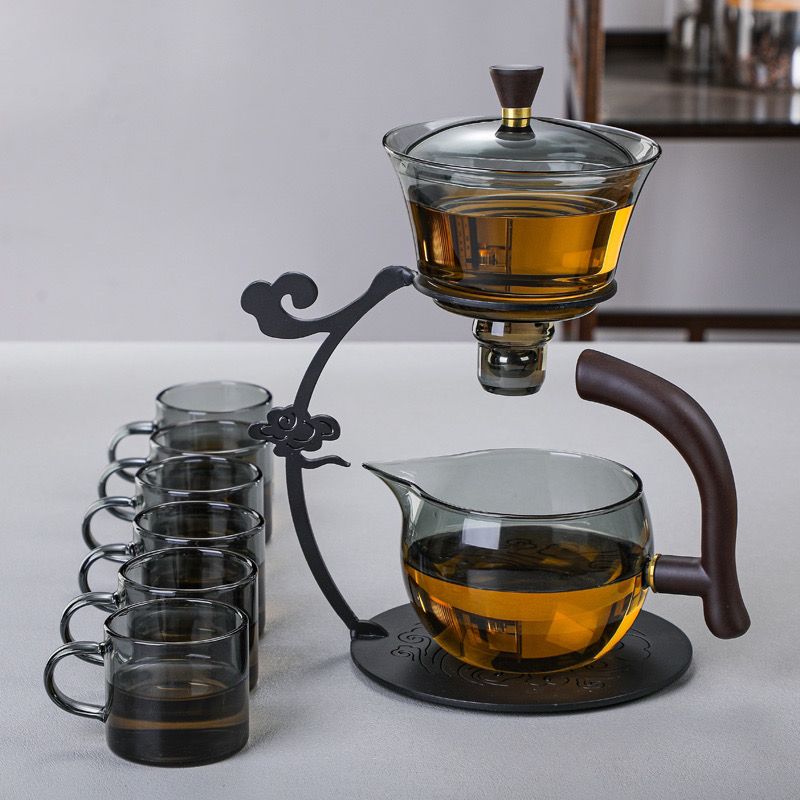宫灯磁吸实木泡茶器祥云透黑款懒人茶具套装茶具套装家用家庭