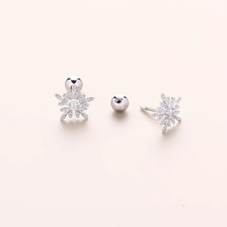 CARBOREO/卡宝瑞 足银耳饰 精致小巧雪花耳钉（M646）
