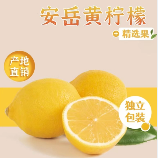 安岳黄柠檬鲜果6个 单果60-90g 皮薄多汁坏果包赔 独立包装  新鲜