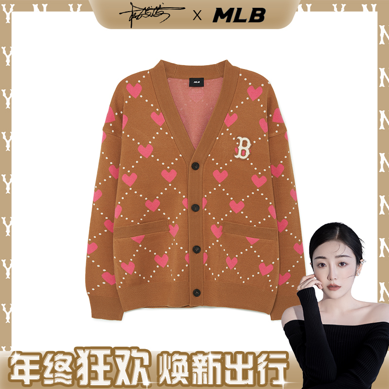 MLB【发发专属】男女情侣爱心针织开衫运动卫衣休闲时尚宽松 秋冬款